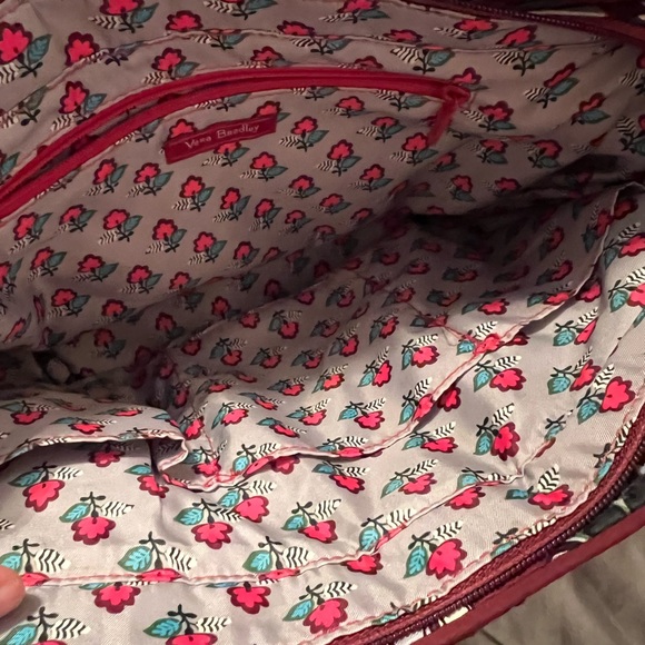 Vera Bradley Women's Cotton Glenna Satchel Purse Bordeaux Blooms - Picture 2 of 2